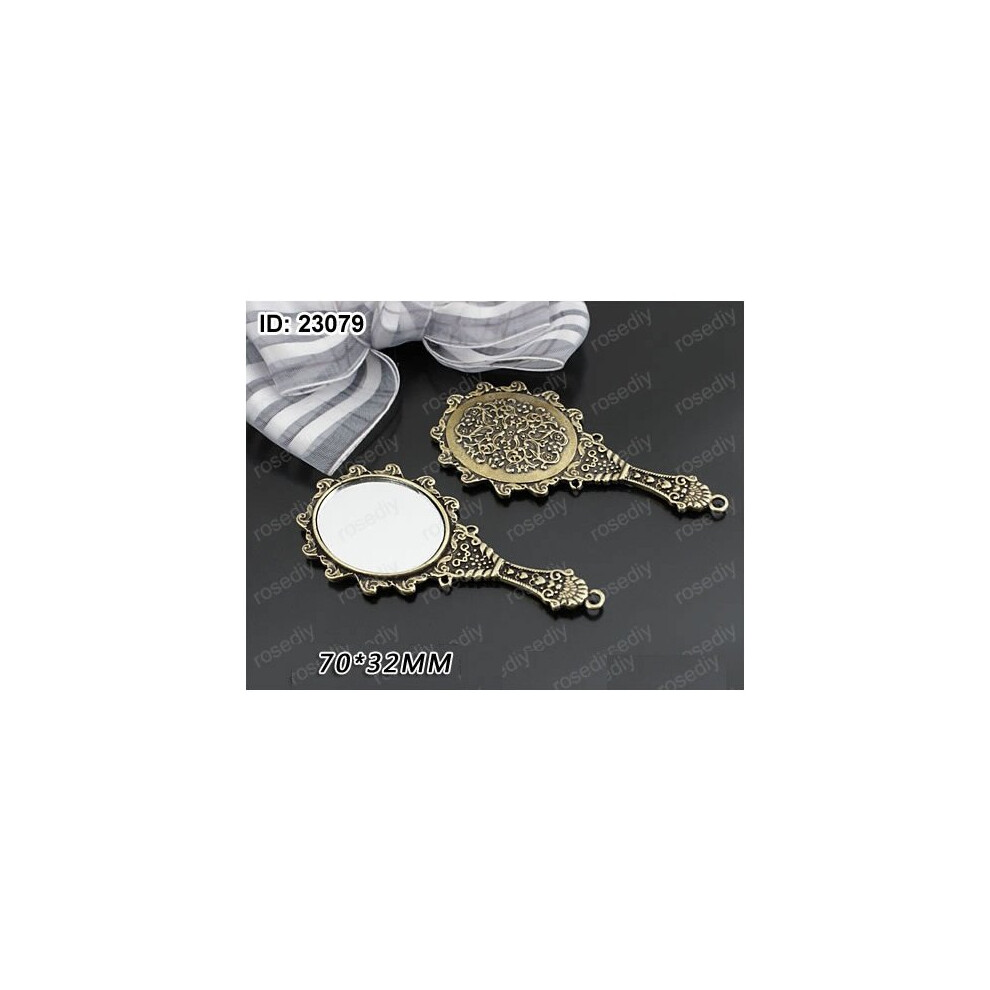 6pcs Ancient Bronze Silver Mirror Accessory Diy Metal Alloy Pendants Antique Vintage Home Jewellery Scrapbook Gift Diy