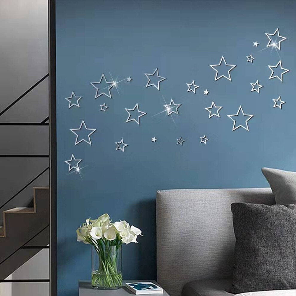 6pcs Star Reflector Ball Room Bathroom Decor Acrylic Wall Mirror Irregular Mirror Living Room Decoration Mini Sticker Mirror