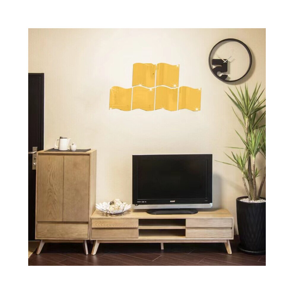 6pcs/set 12*10cm Wave Mirror Wall Stickers Mirror Wall Stickers Home Decoration DIY Art Wave Mirror Wall Stickers Home Decor
