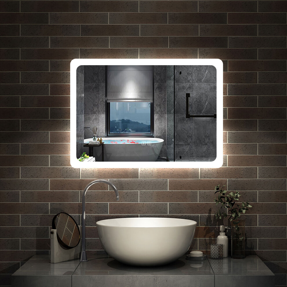 (700x500mm) Bathroom Wall Mirror with Light Bluetooth Dimmable