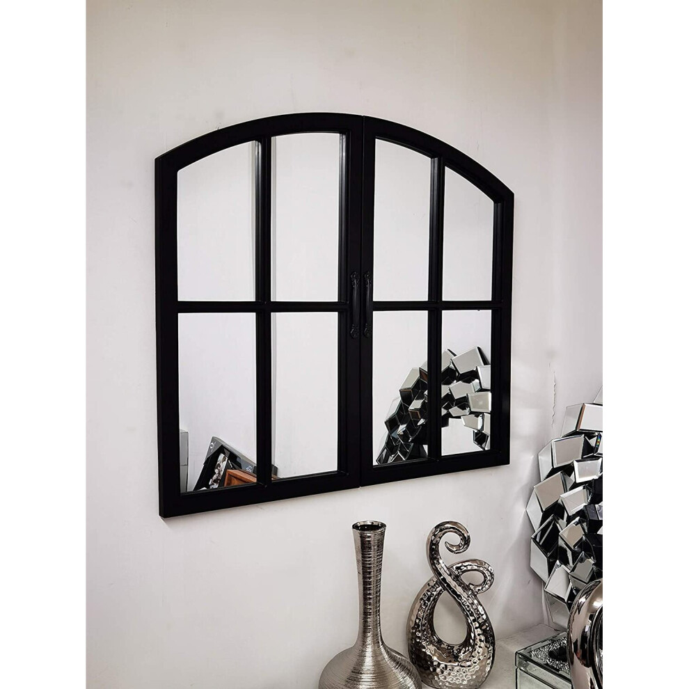 72X65Cm New Shape Window Style Stylish Decor Mirror Wall Mirror Black