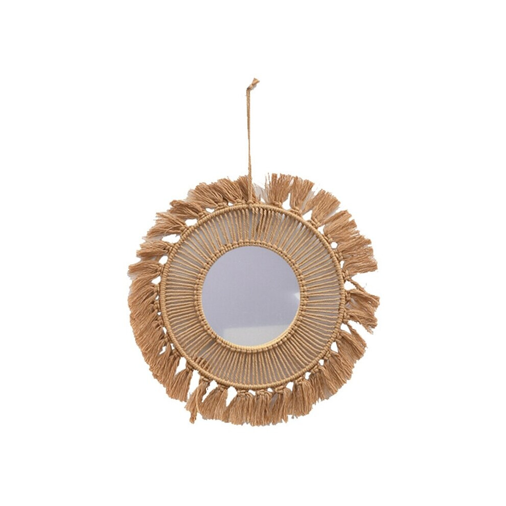 72XD Nordic Wall Hanging Mirror Woven Macrame Mirrors Pendant Decor Supplies for Home Garden Yard Porch Decoration Gift