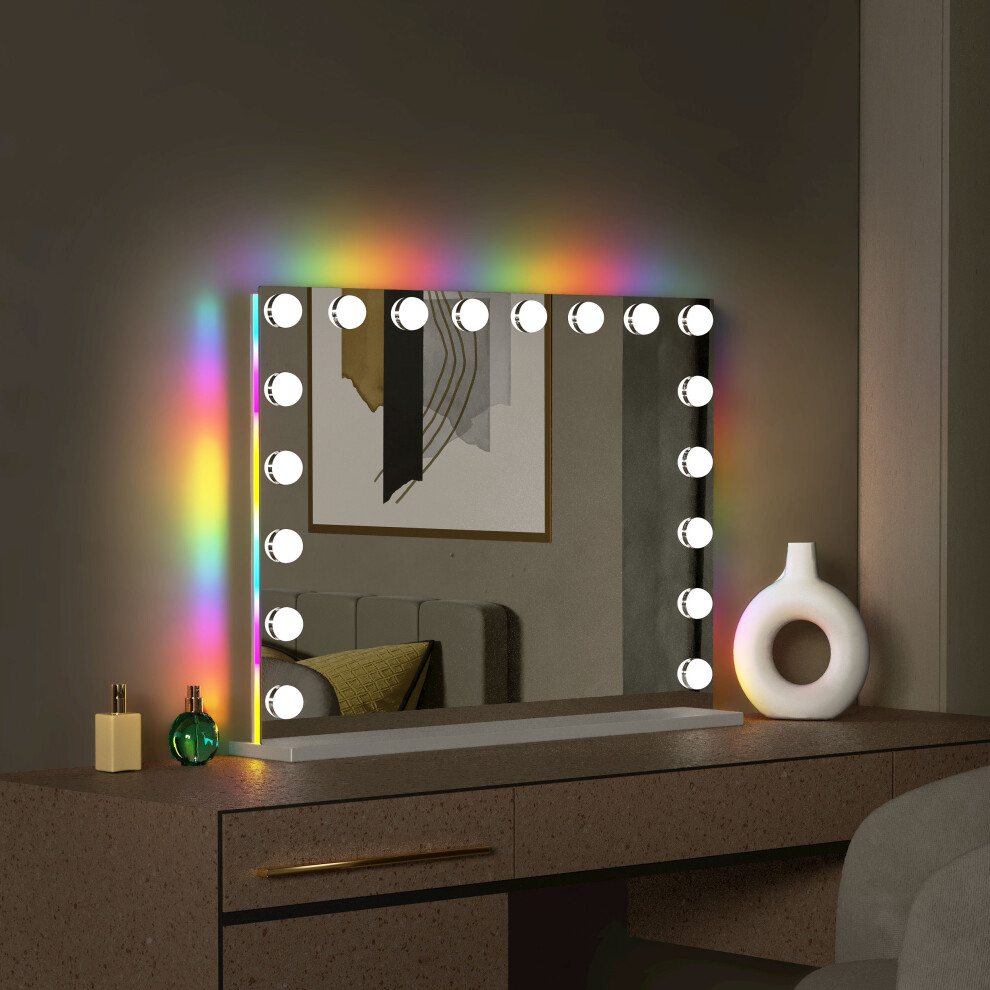 80x58cm Hollywood Vanity Mirror with Side RGB Strip Lights