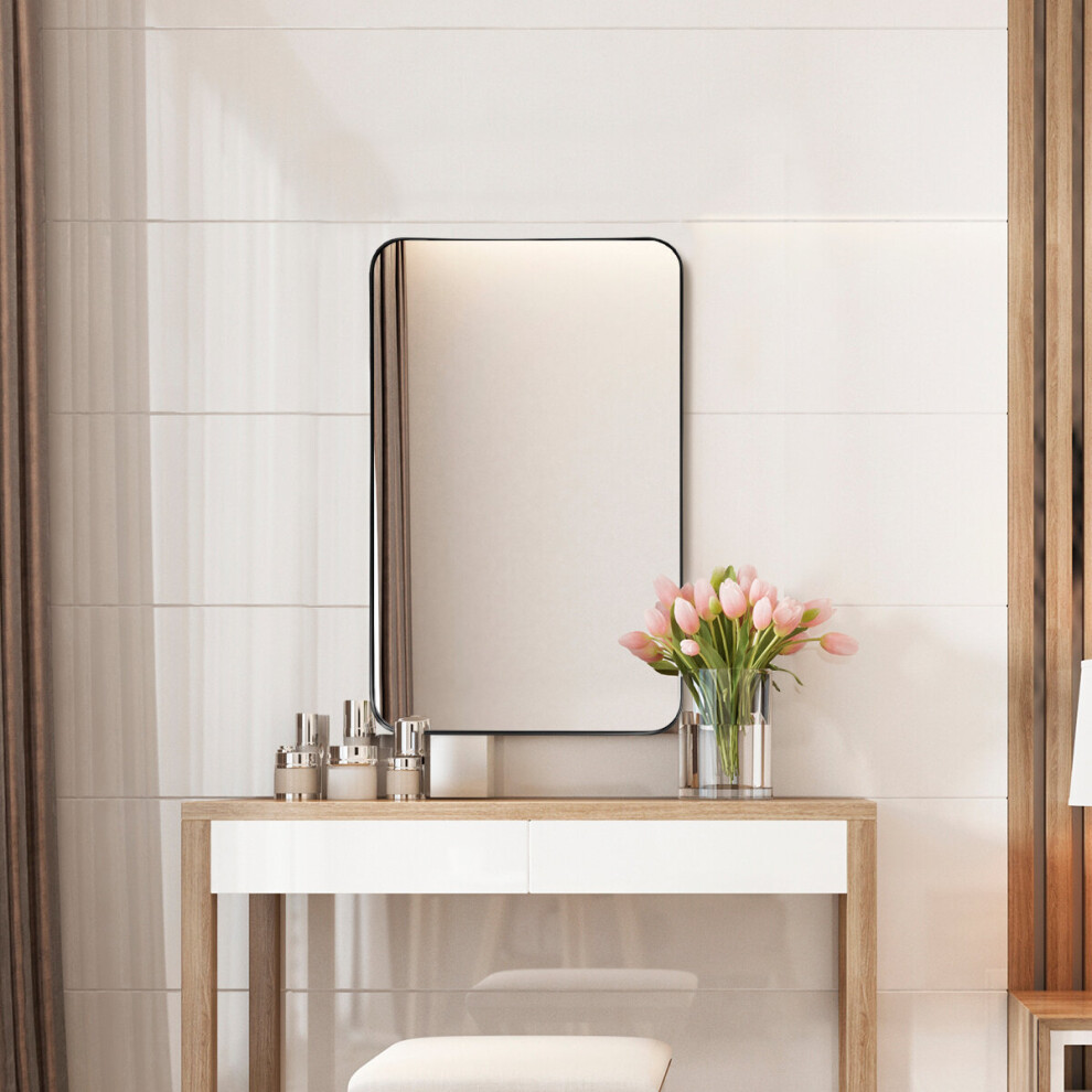 81x51cm Bathroom Wall Mirror Rectangular Wall Hanging Mirror Black