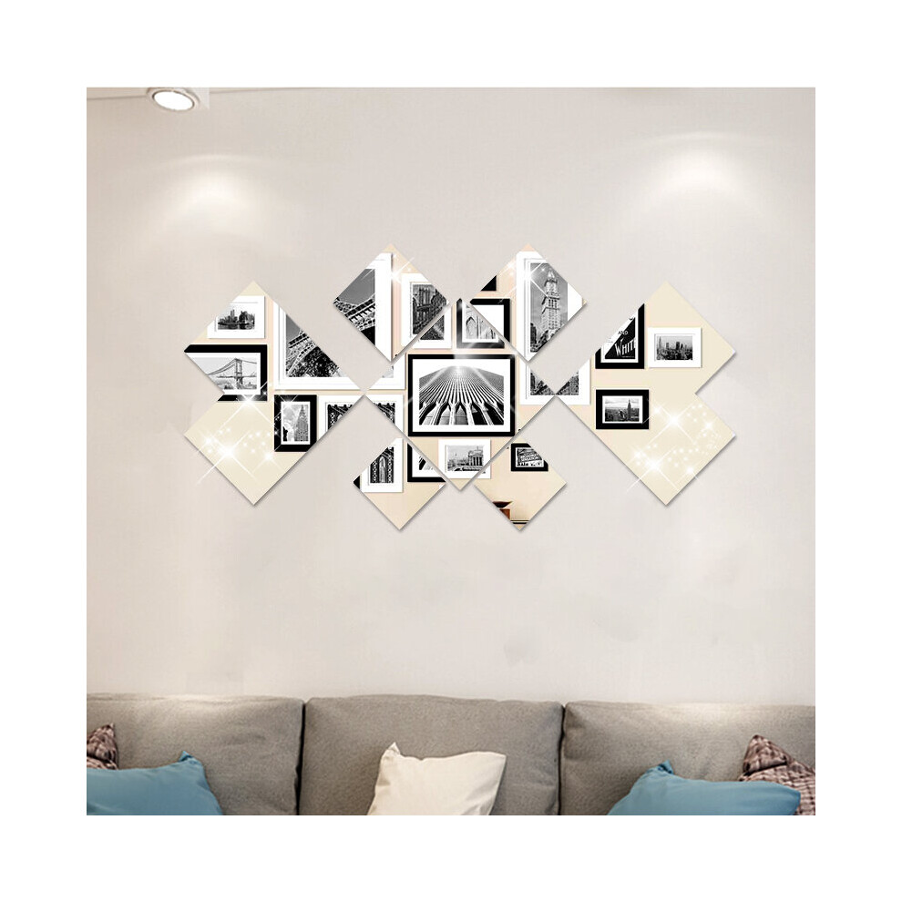 Acrylic Diamond Mirror Stickers Rhombus Mirror Wall Sticker Decal Removable Home Bath Tile Wall DIY Decorative Art Mirror
