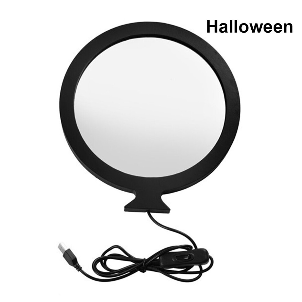 Acrylic Led Decorative Wall Mirror Halloween Earth Starry Sky Sun Night Lamp Round Make-Up Mirror Decor For Bathroom Room Living