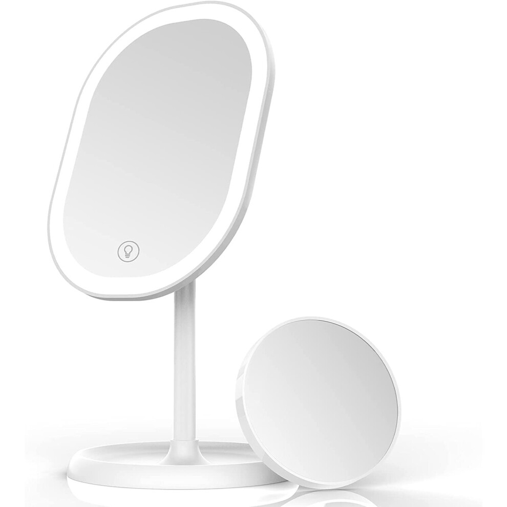 Aidodo Makeup Mirror with LED Lights, Portable and USB Rechargeable Professional Makeup Mirror, Touch Screen Switch, 180 Degree Rotation for Bedroom M