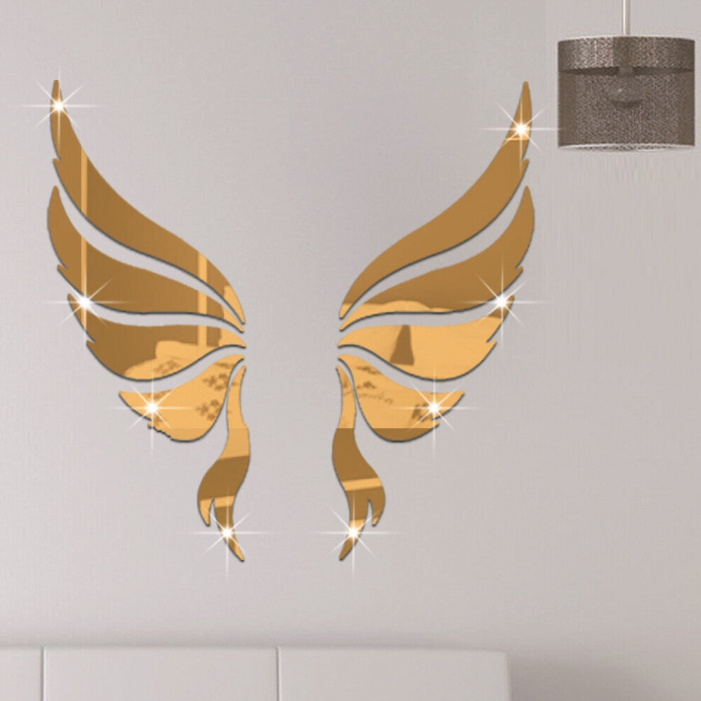 Angel wings Mirror Wall Sticker 3D TV Background Stickers DIY Wall Decor Decal Stickers Art Mural bedroom Bath Room Decoration