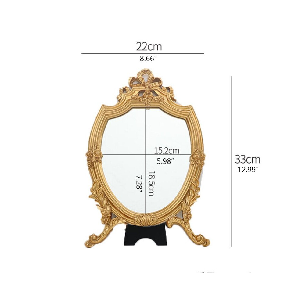 Antique Decorative Makeup Mirror Vintage Carved Cosmetic Mirror with Golden Frame European Dressing Mirror - Image 6