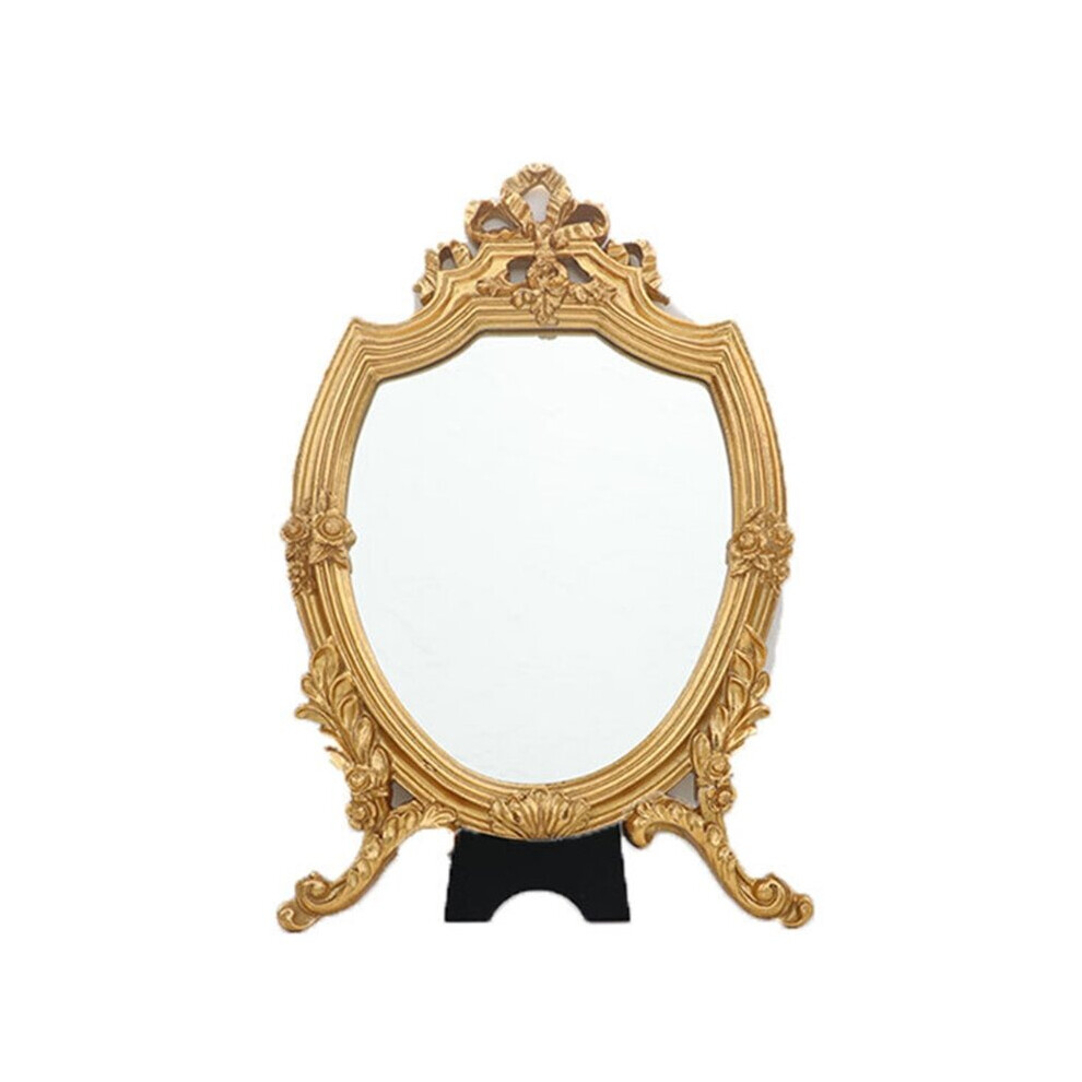Antique Decorative Makeup Mirror Vintage Carved Cosmetic Mirror with Golden Frame European Dressing Mirror