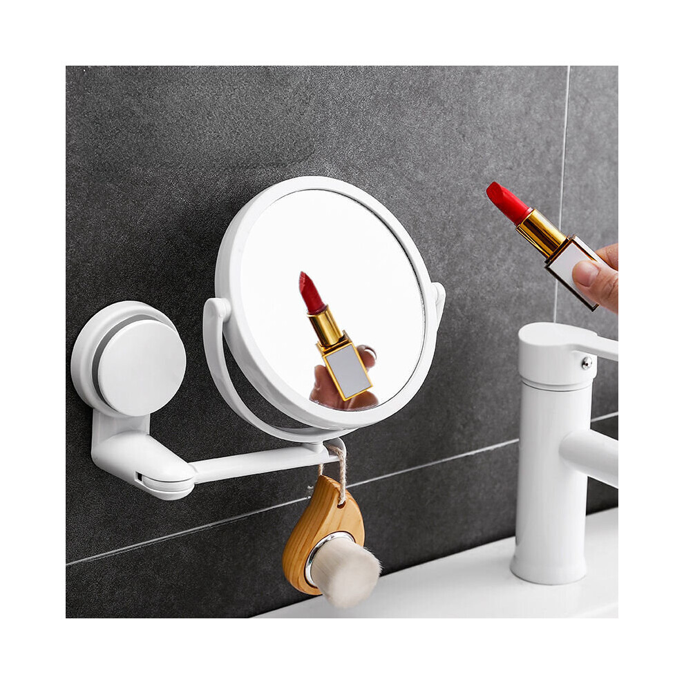 Bathroom Hole-free Folding Round Makeup Mirror Wall-mounted Rotating Double-sided Magnifying Beauty Mirror Dressing Mirror