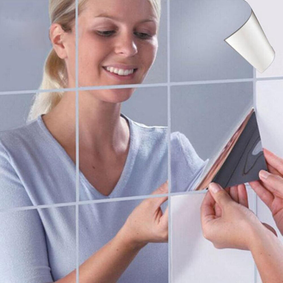 Bathroom Mirror Wall Stickers Decal 3D Self-adhesive Film Plastic Mirror Stickers Tiles Home Decor Acrylic Wallpaper Decal