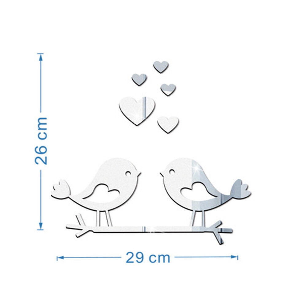 Bird 3D Mirror Wall Sticker DIY Acrylic Mirror Stickers Mural Living Room Bedroom Kids Home Decoration