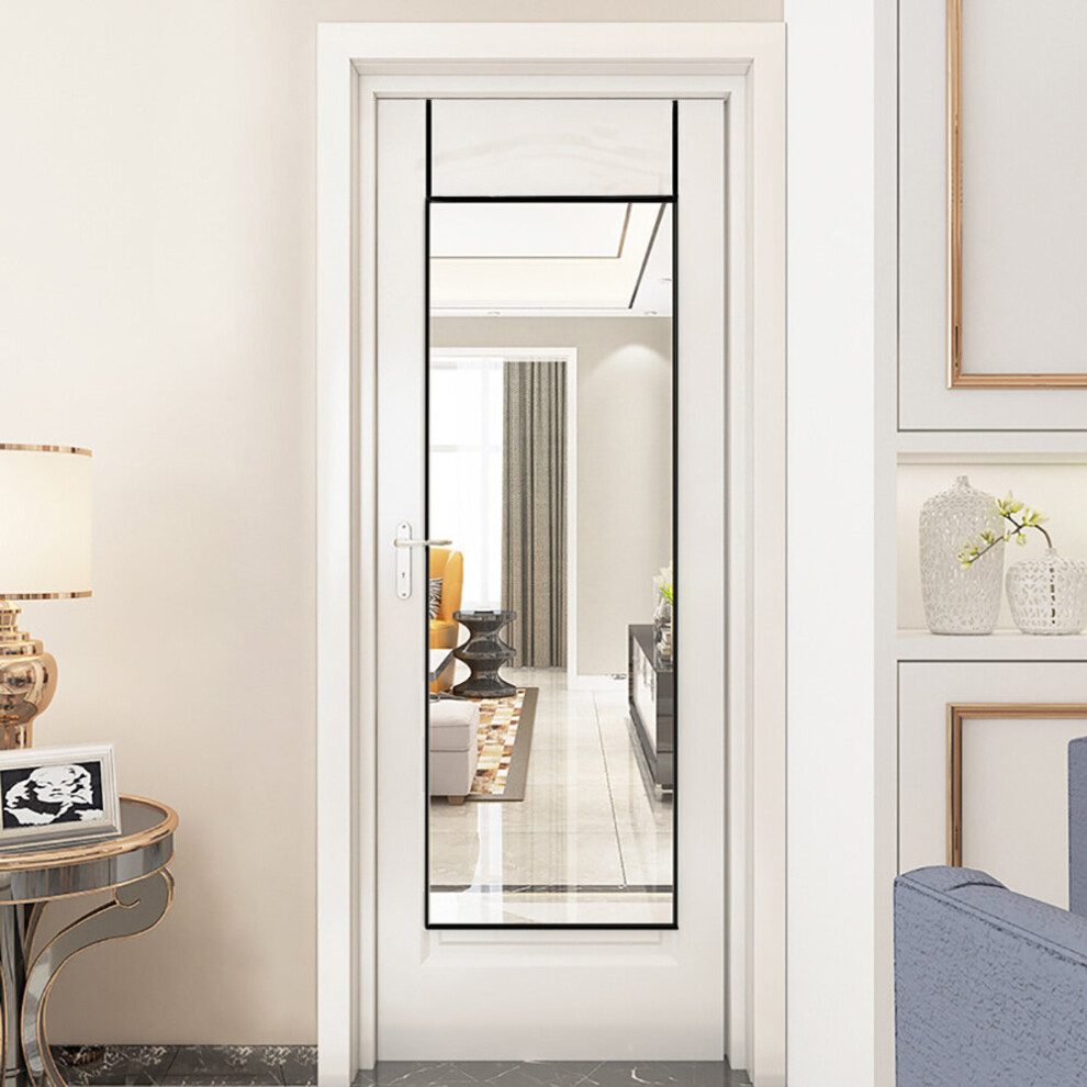 (Black, 28cm W x 78cm H) Rectangular Metal Frame Over the Door Full Length Mirror