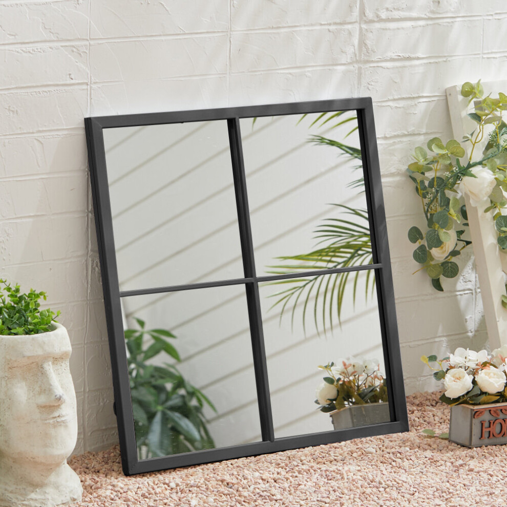 (Black - 60*60*2cm) Classic Window Mirror Metal Framed Wall Mirror