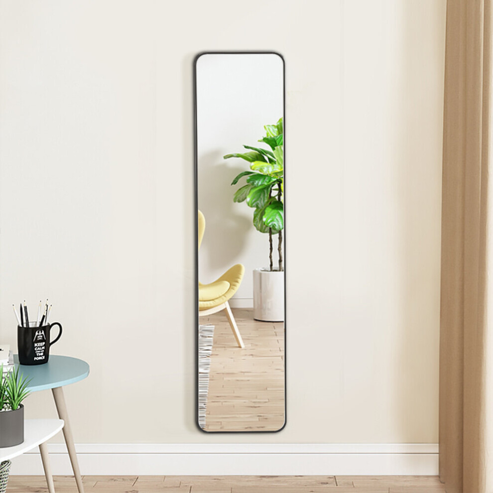 (Black) Full Length Mirror with Door Hanging