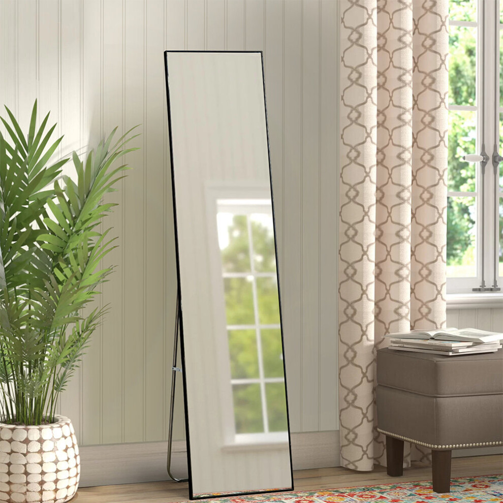 (Black) Modern Slim Frame Full Length Mirror