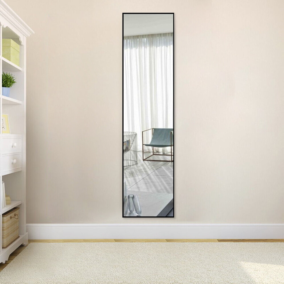 (Black) Modern Slim Frame Full Length Wall Mirror