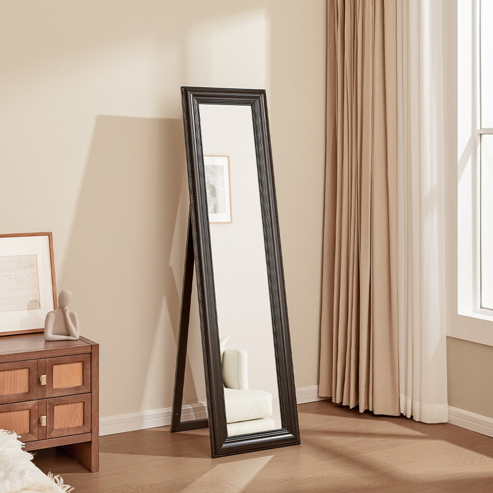 (Black) Modern Wood Frame Full Length Mirror 40*150cm