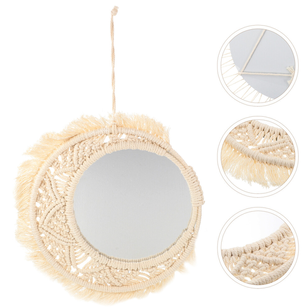 Bohemian Style Hand Woven Mirror Tapestry Mirror Wall Mirrors Wall Mirror Mirror Wall Decor Mirror Pendant for Home