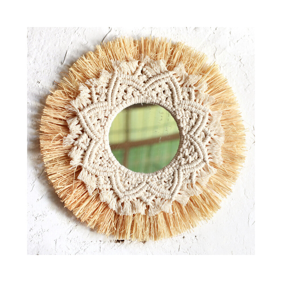 Boho Home Decoration Straw Hand-woven Mirror Tapestry Wall Decoration Home Decoration Wall Mirrors Bedroom Macrame