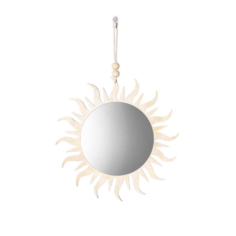Boho Wooden Sun Moon Mirror Wall Decoration Living Room Decorative Mirrors for Home Wall Moon Decor Mirrors for Bedroom Bathroom - Image 6