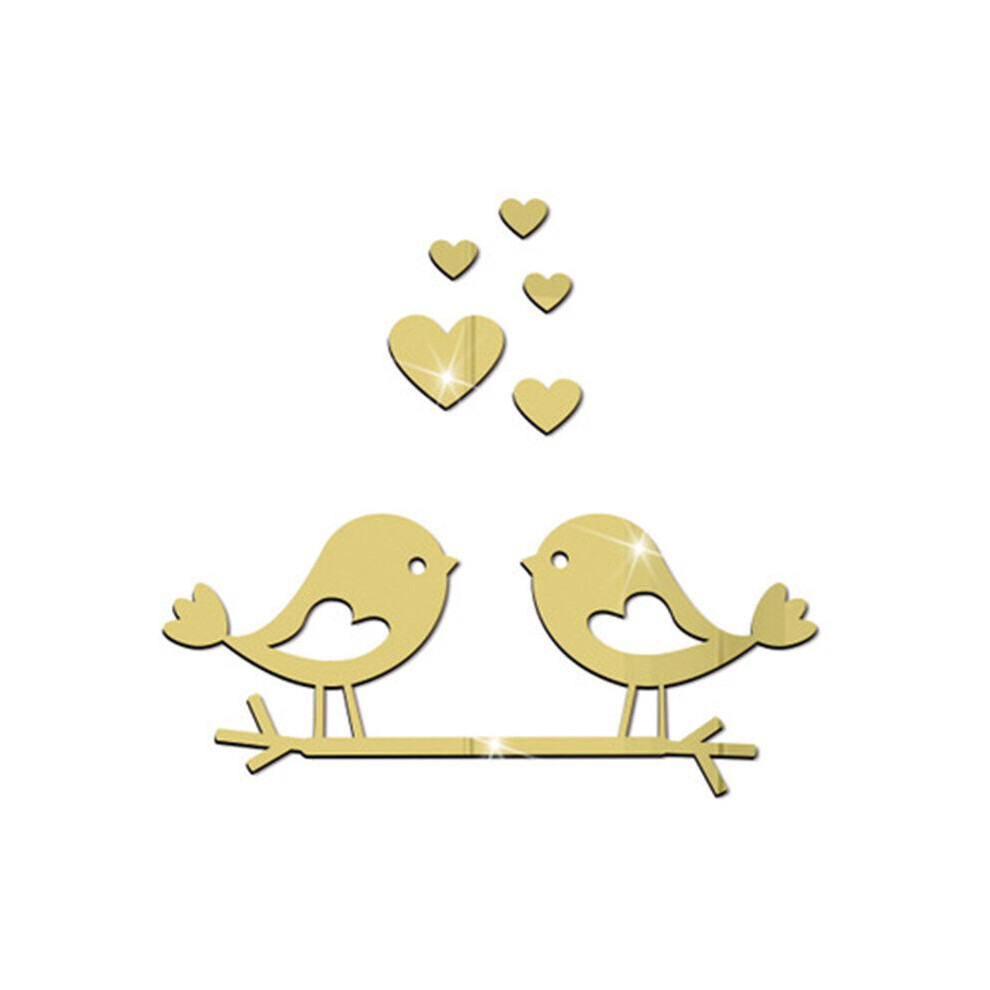 Branch Bird Love Mirror Wall Sticker For Living Room Bedroom Background Decoration Self Adhesive DIY Home Decor Accessories