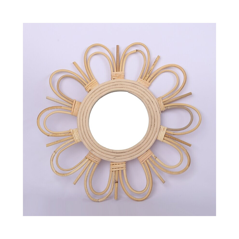 (Bronze-62x62cm) 2 Size Woven Rattan Dressing Mirror Innovative Art Decoration Makeup Mirrors Bathroom Arrive