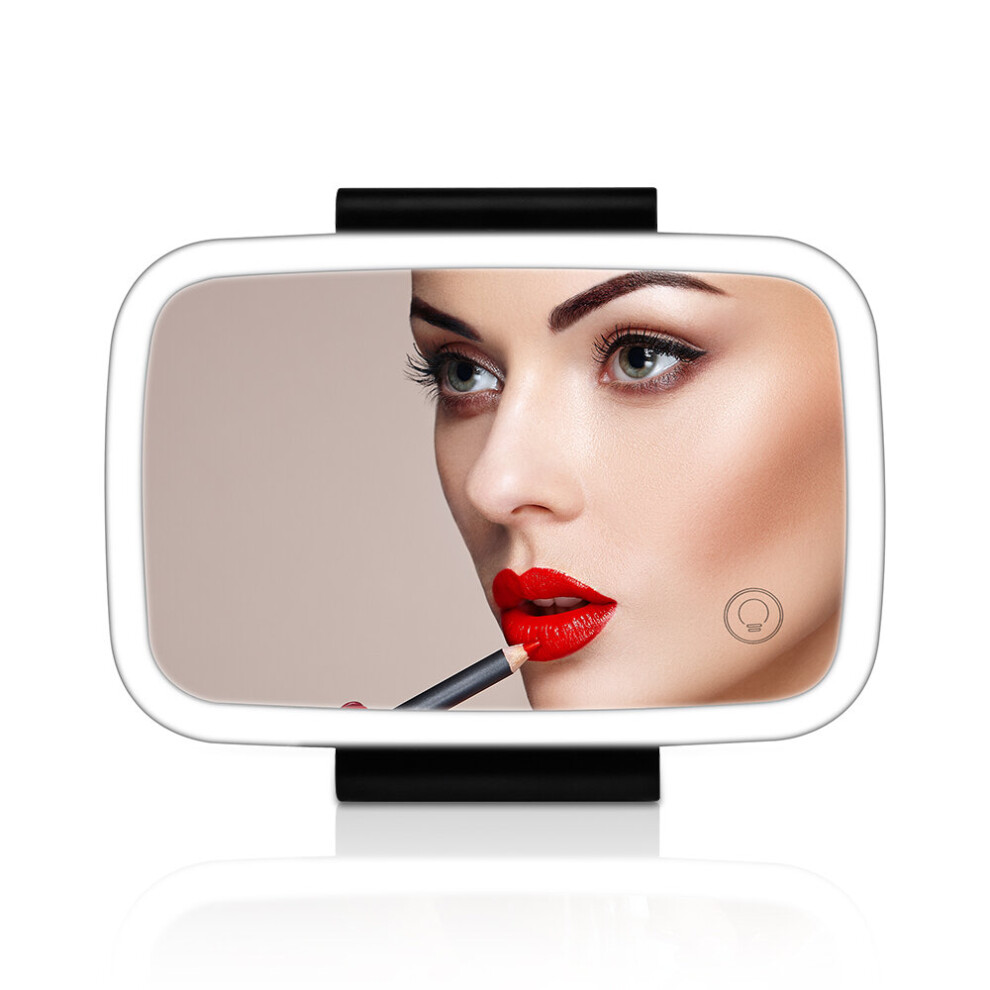 Car Sun Visor Mirror with LED Light Makeup Sun-Shading Cosmetic Mirror Adjustable Vanity Mirror Clip Touch Screen Make Up Mirror