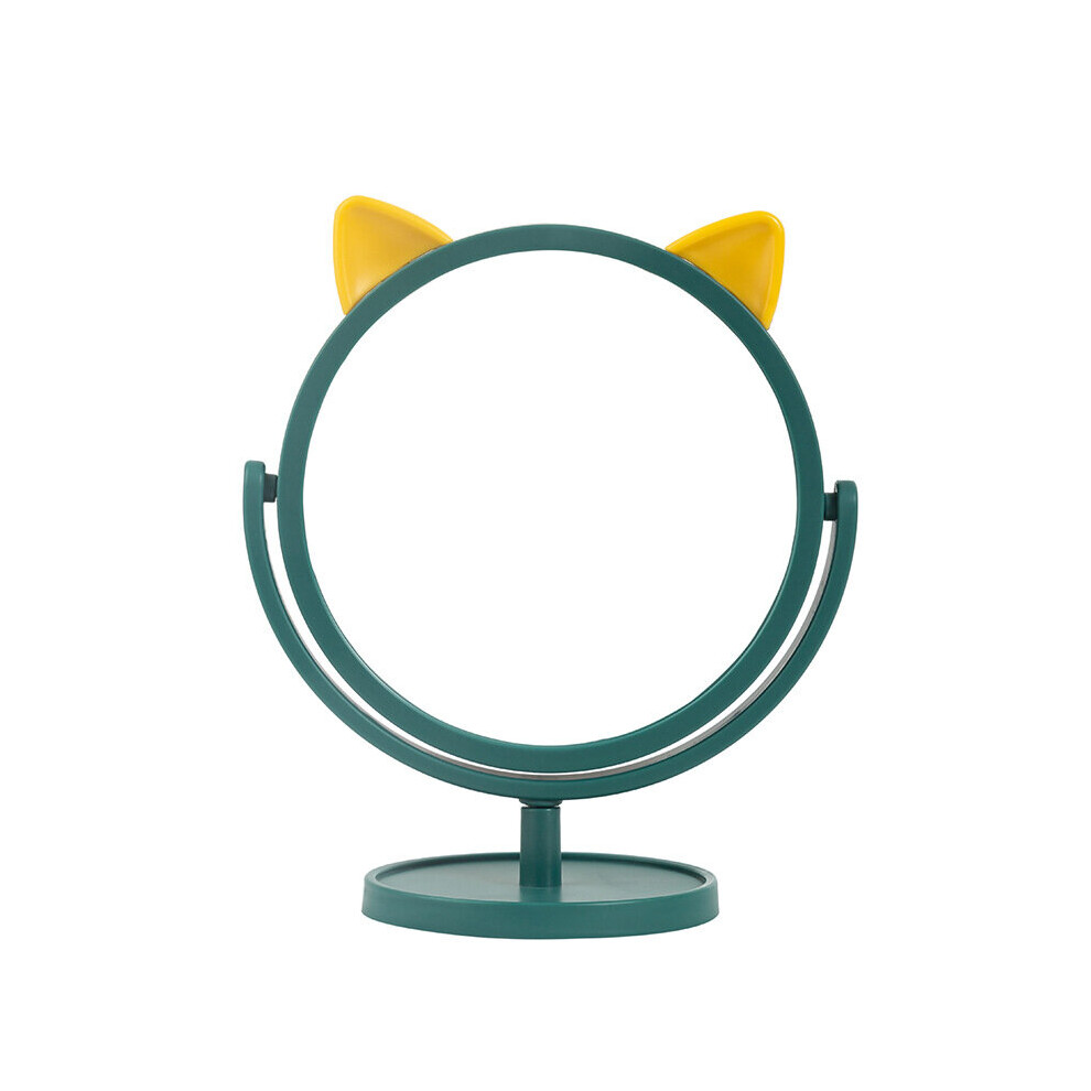 Cartoon cat ear desktop makeup mirror dormitory can be rotated desktop small makeup mirror student HD small mirror