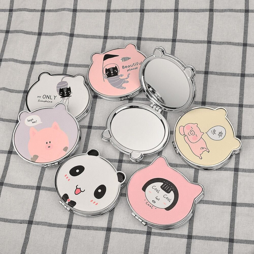 Cat Panda Rabbit Double Side Folding Mirror Pu Leather Pocket Mirror Girls Mini Make Up Mirror Beauty Mirrors