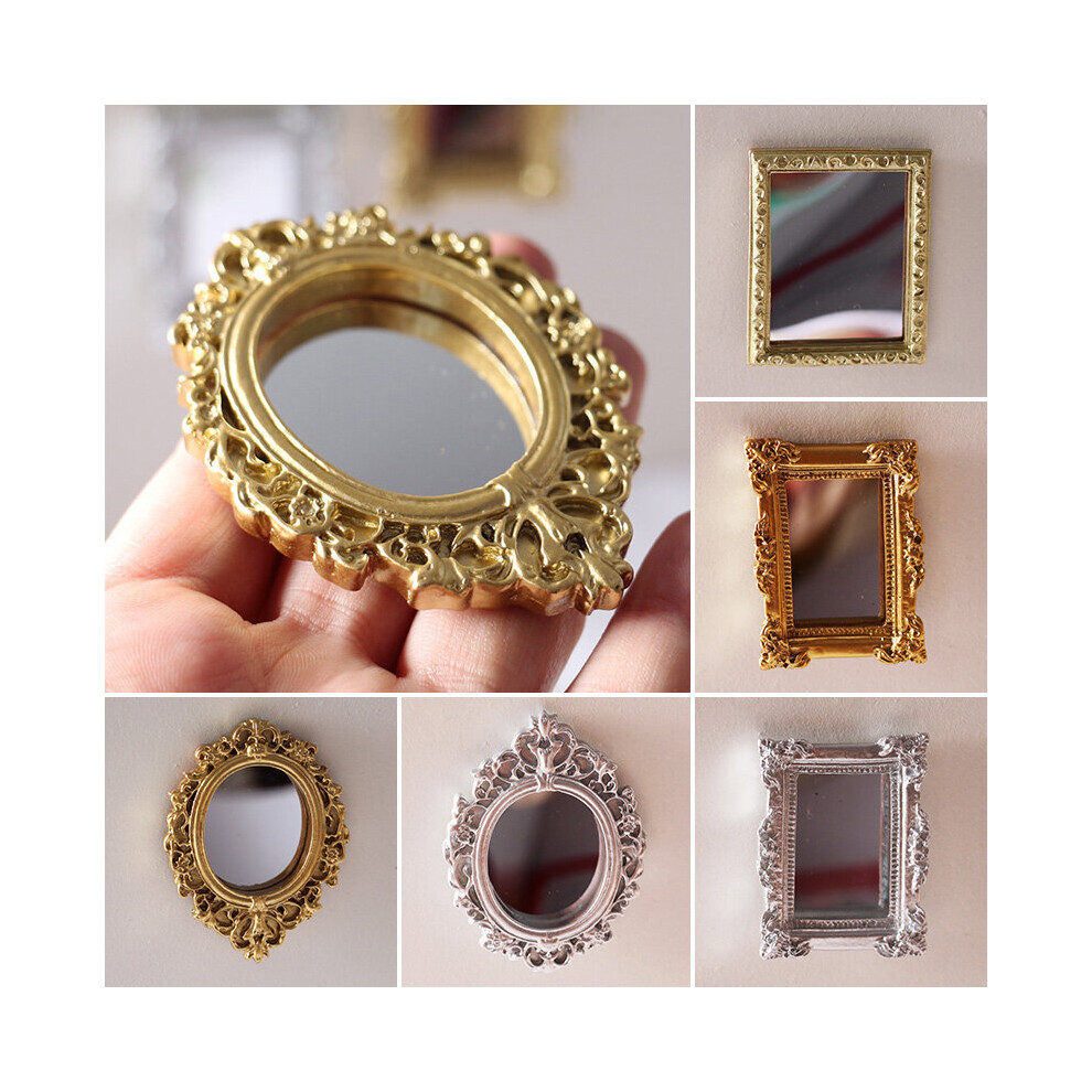 Classical Mini Mirror for Circular Carved Living Scene Vintage Model for European Style Doll Game Accessories - Image 2