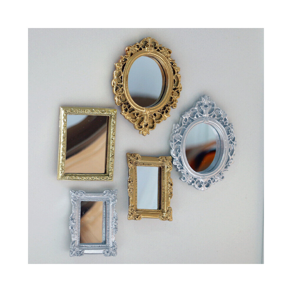 Classical Mini Mirror for Circular Carved Living Scene Vintage Model for European Style Doll Game Accessories - Image 3