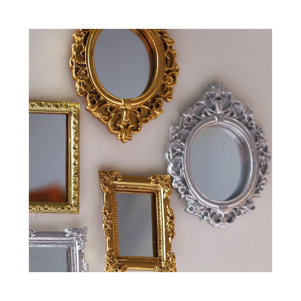Classical Mini Mirror for Circular Carved Living Scene Vintage Model for European Style Doll Game Accessories - Image 4