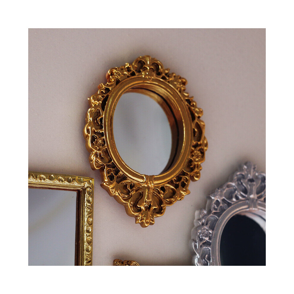 Classical Mini Mirror for Circular Carved Living Scene Vintage Model for European Style Doll Game Accessories - Image 6