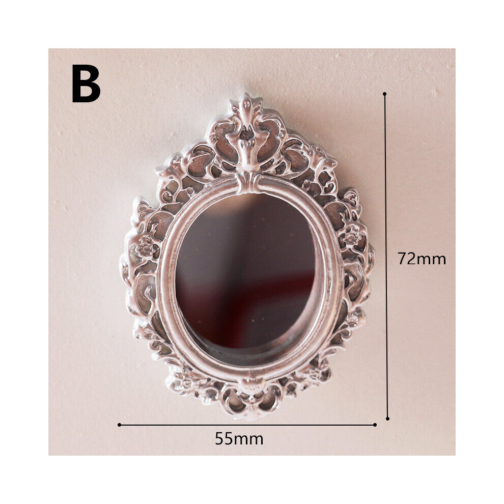 Classical Mini Mirror for Circular Carved Living Scene Vintage Model for European Style Doll Game Accessories
