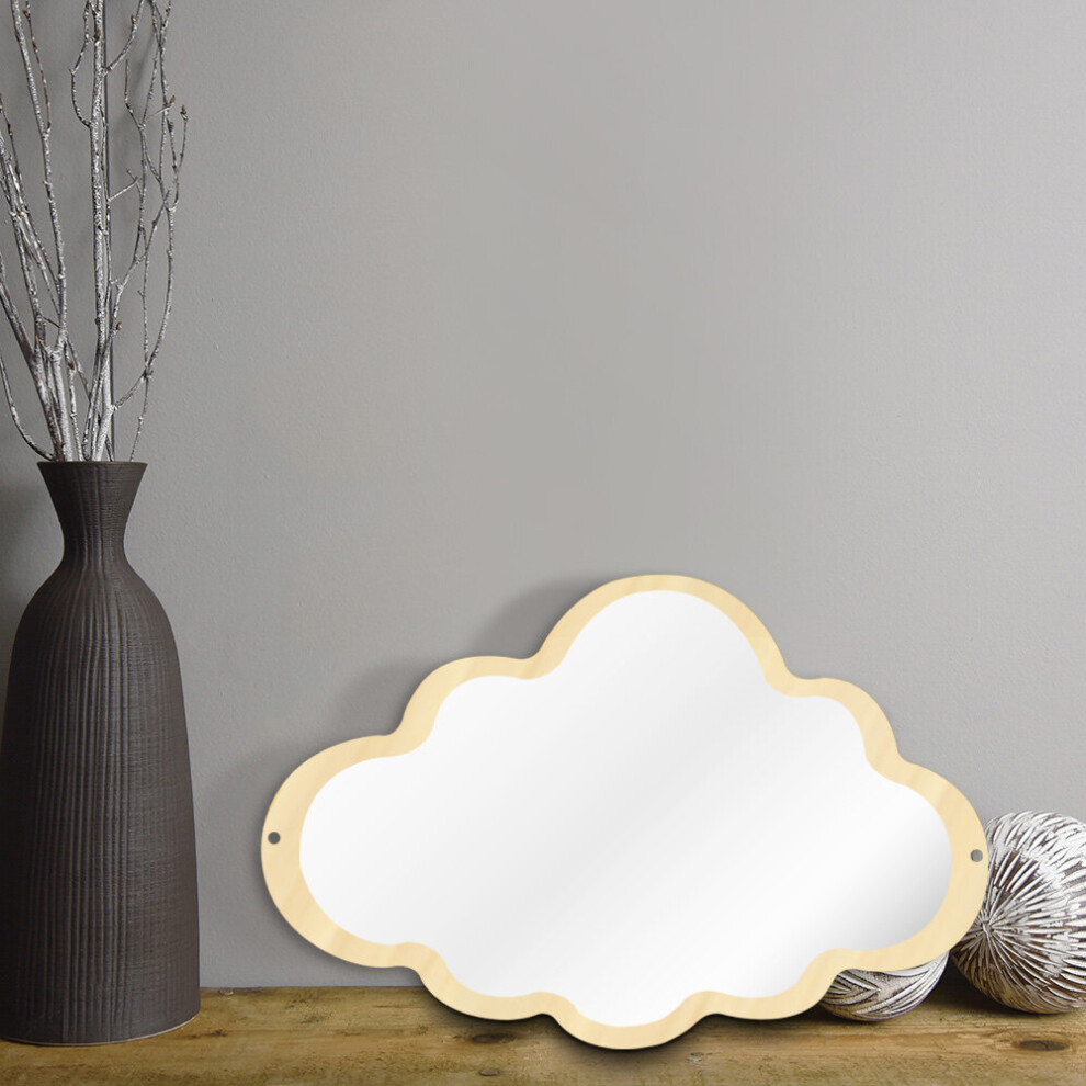 Cloud Mirror Wooden Engraved Acrylic Wall Mirror For Living Room Frameless Children Safety Mirror Hanging Make-up Mirror