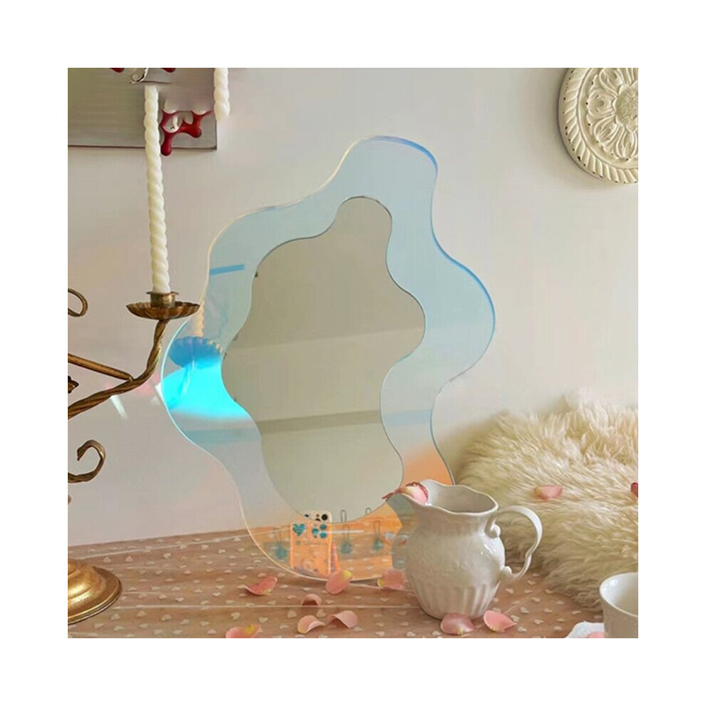 Colorful Irregular Mirror Acrylic Decorative Mirror with Wooden Bracket Ins Makeup Mirror Home Desktop Decorative Mirror - Image 2