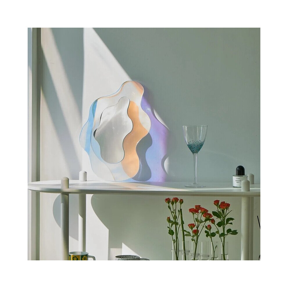 Colorful Irregular Mirror Acrylic Decorative Mirror with Wooden Bracket Ins Makeup Mirror Home Desktop Decorative Mirror - Image 4