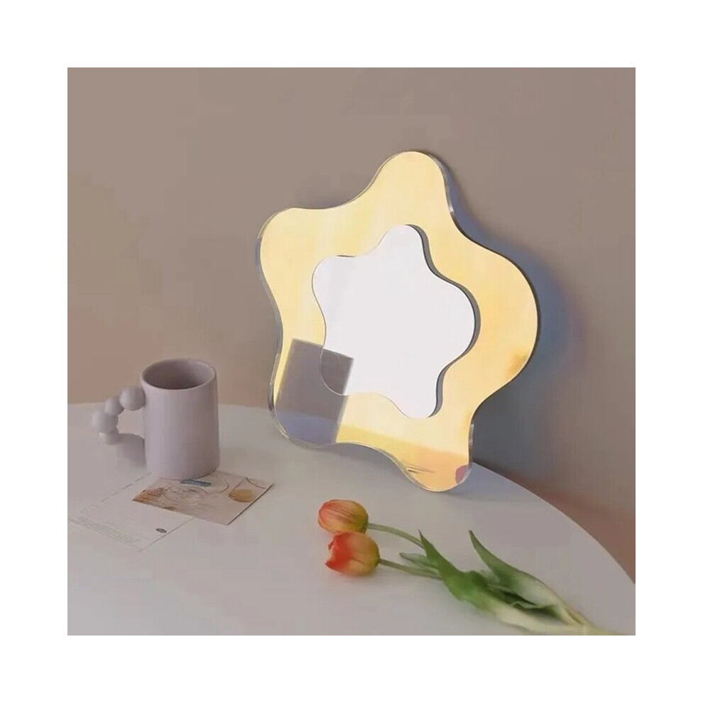 Colorful Irregular Mirror Acrylic Decorative Mirror with Wooden Bracket Ins Makeup Mirror Home Desktop Decorative Mirror - Image 5
