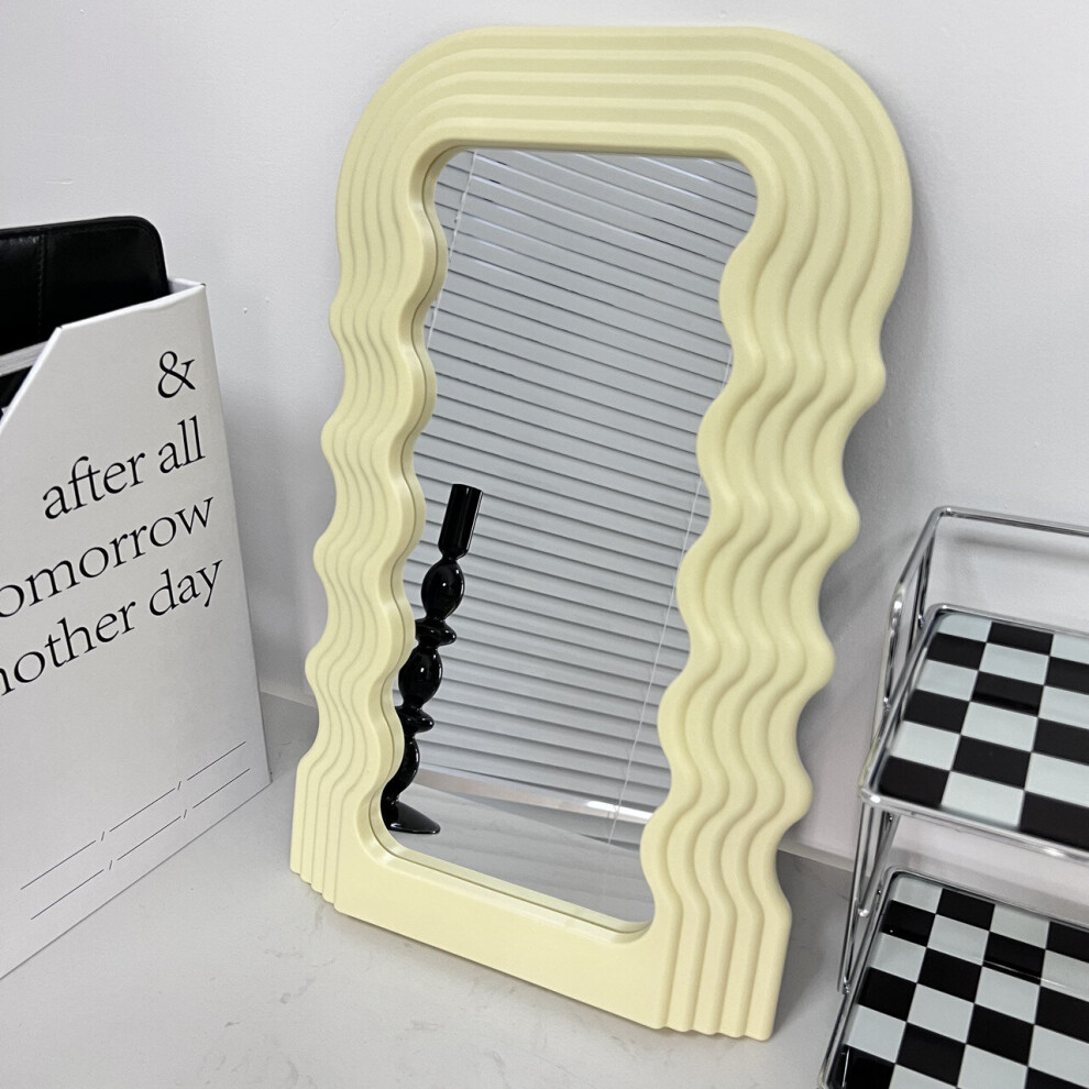 Creative Desktop Wave Mirror Cosmetic Mirror Bathroom Mirror Decorative Mirror Plastic Framed Mirrors for Home Wall Home Decor