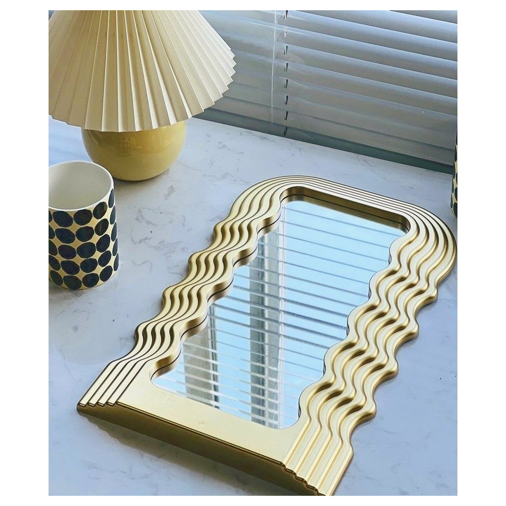 Creative Desktop Wave Mirror Cosmetic Mirror Bathroom Mirror Decorative Mirror Plastic Framed Mirrors for Home Wall Mirror - Image 5