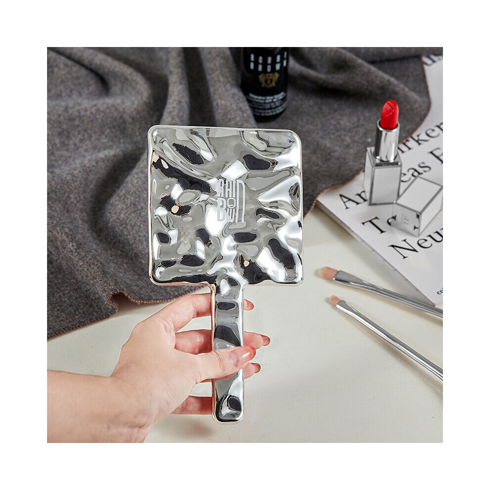 Creative Wave Pattern Handheld Makeup Mirror Fashionable Women Daily Dressing Mirror Compact Portable Outdoor Cosmetic Mirror