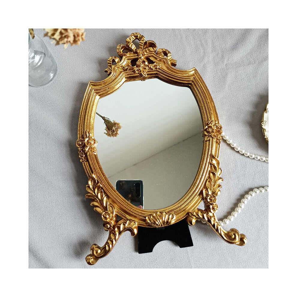 CuteLife Ins Large Round Resin Make-up Mirror Vintage Living Room Home Decorative Table Mirror Dressing Bedroom Standing Mirror - Image 2