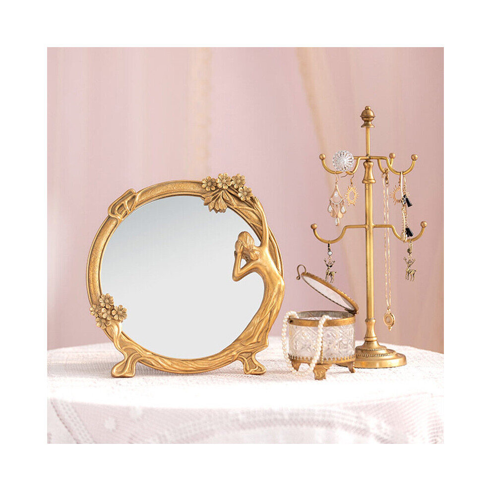 CuteLife Ins Large Round Resin Make-up Mirror Vintage Living Room Home Decorative Table Mirror Dressing Bedroom Standing Mirror - Image 5