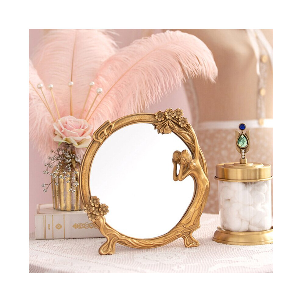 CuteLife Ins Large Round Resin Make-up Mirror Vintage Living Room Home Decorative Table Mirror Dressing Bedroom Standing Mirror - Image 6