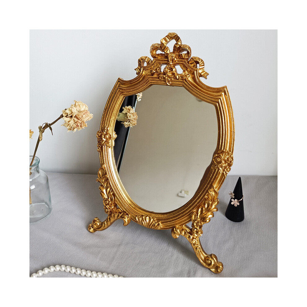 CuteLife Ins Large Round Resin Make-up Mirror Vintage Living Room Home Decorative Table Mirror Dressing Bedroom Standing Mirror