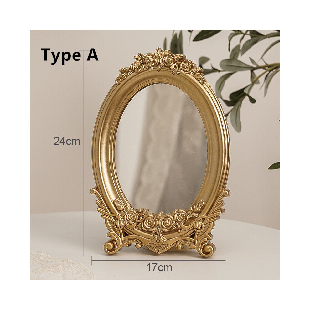 Cutelife Ins Nordic Resin Small Round Table Mirror Tray Vintage Bedroom Makeup Standing Home Decorative