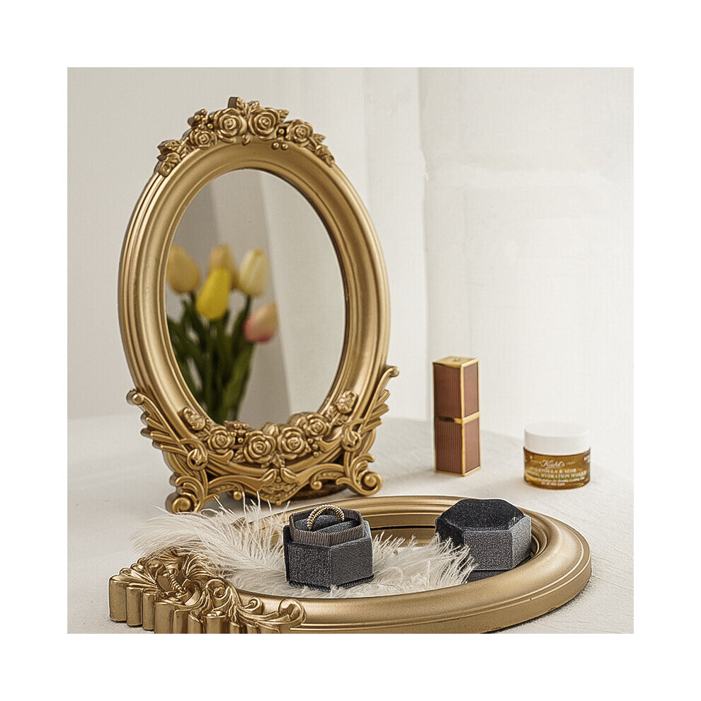 Cutelife Ins Nordic Resin Small Round Table Mirror Tray Vintage Bedroom Makeup Standing Home Decorative - Image 2
