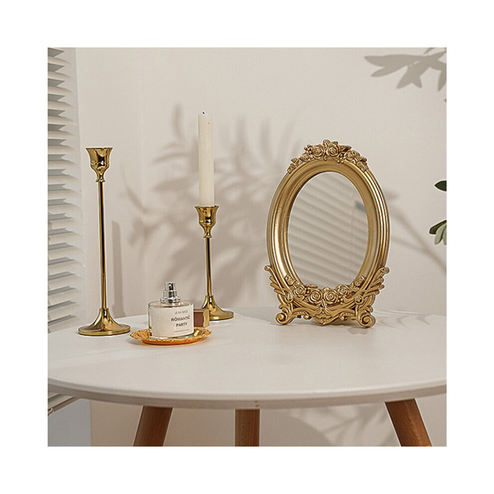Cutelife Ins Nordic Resin Small Round Table Mirror Tray Vintage Bedroom Makeup Standing Home Decorative - Image 4